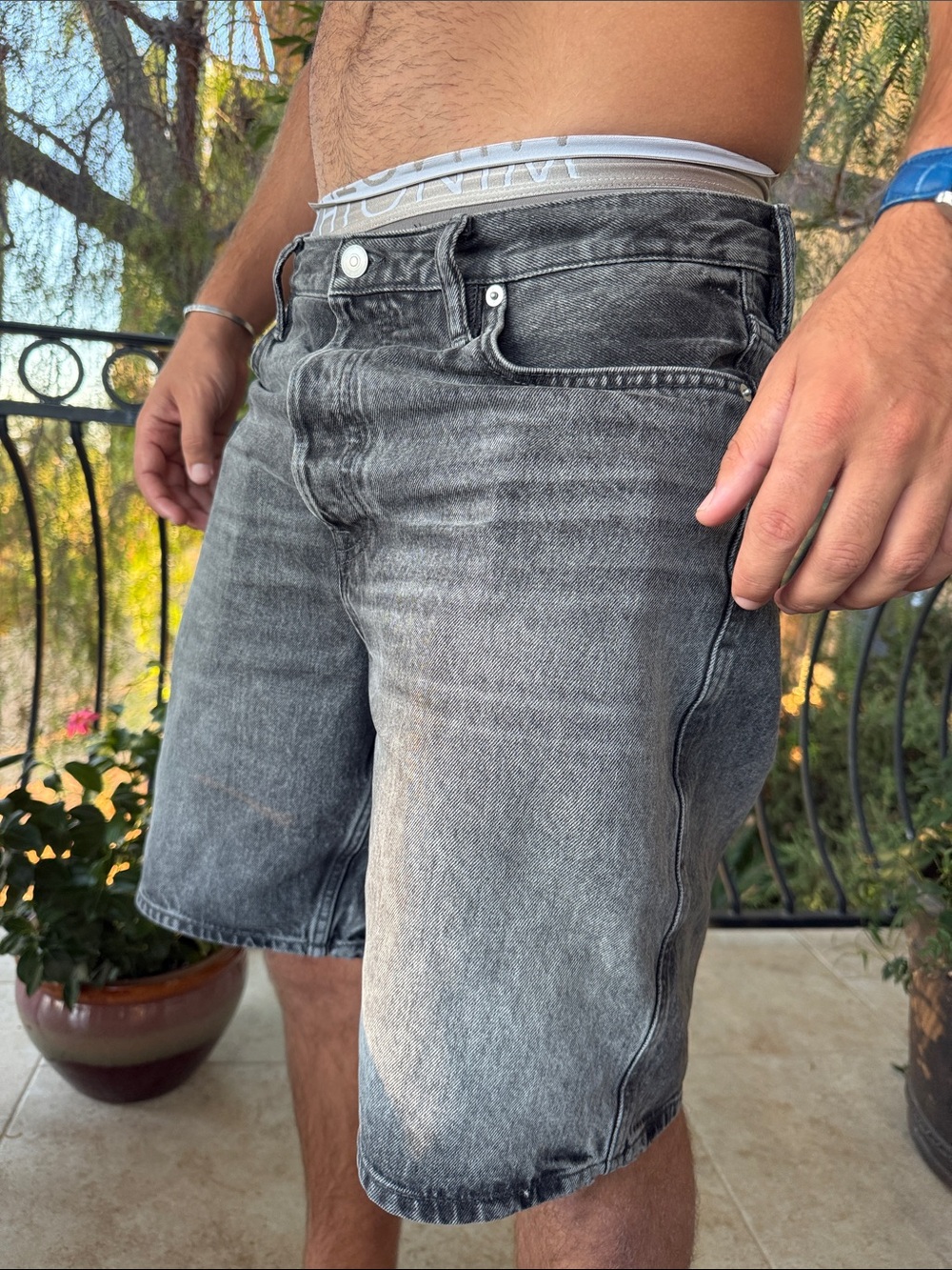 Zara Men's Washed Gray Denim Jean Shorts